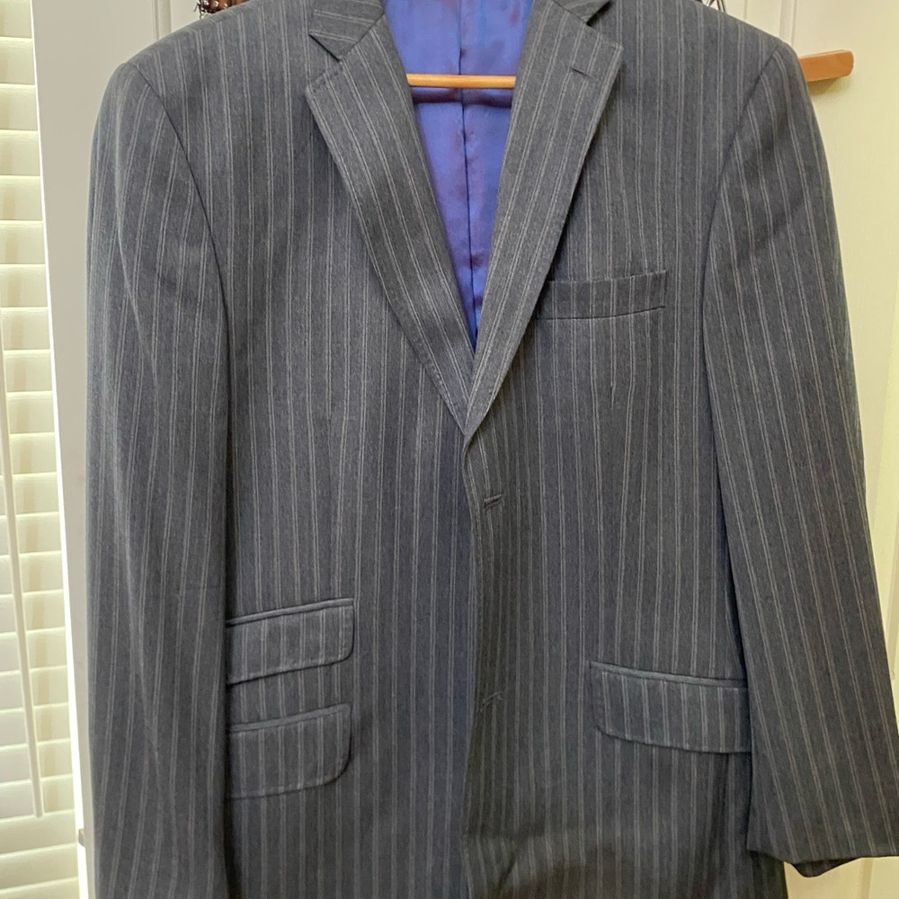 Ted Baker London Gray Pinstripe Suit Formal Elegance
